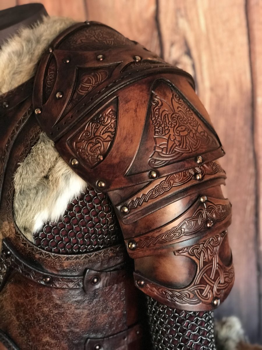 The Odinson Larp Leather Shoulder Armour