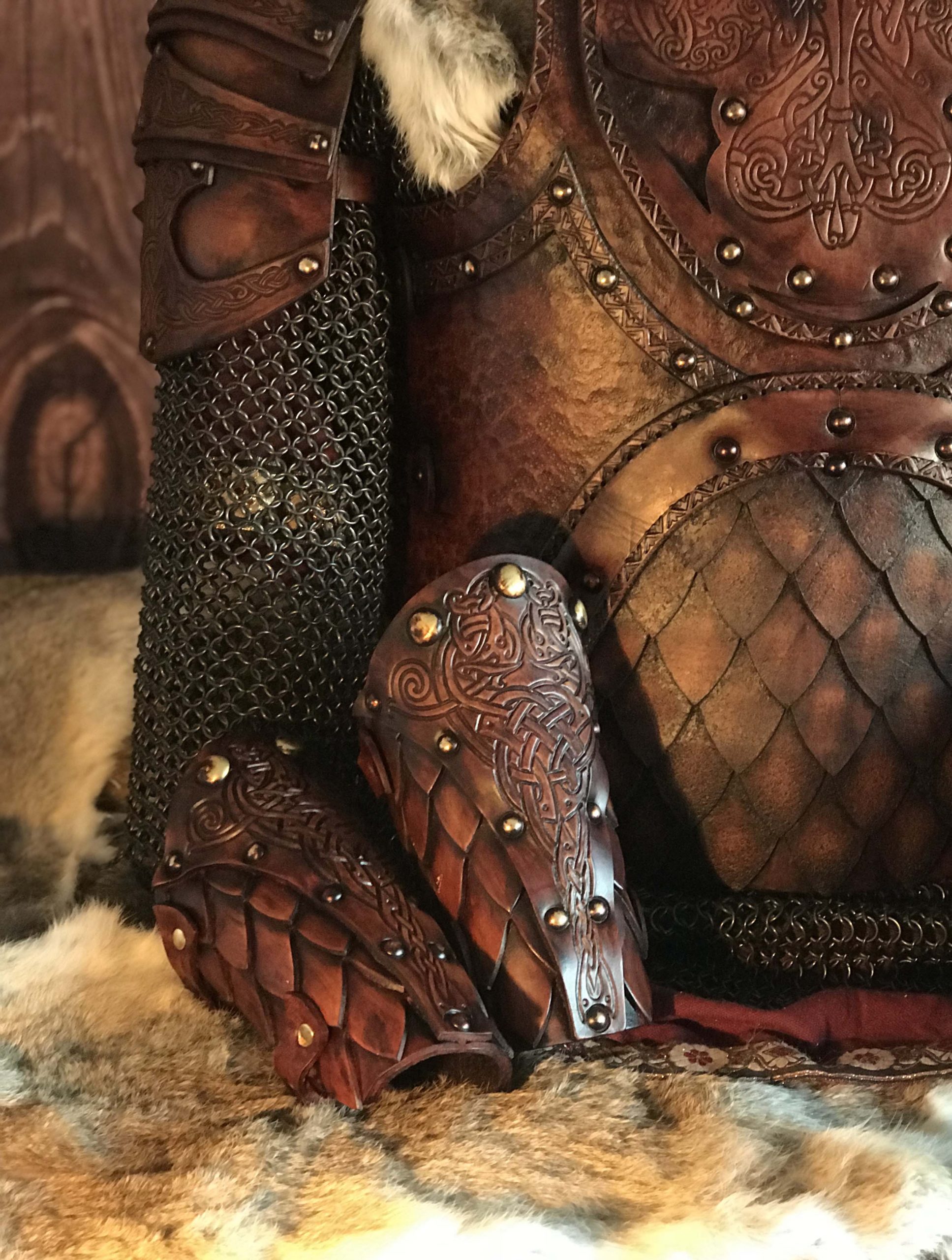 The Sigrun Deluxe SCA Leather Vambraces